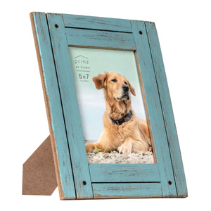 Homestead 5-inch x 7-inch Rustic Wood Picture Frame, Distressed Blue
