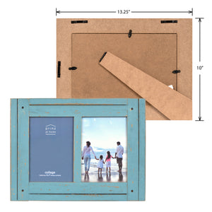 Homestead Collage 5-inch by 7-inch Picture Frame for Two Photos, Distressed Blue