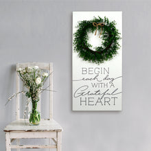 Load image into Gallery viewer, New View Studio 18&quot;x 36&quot; Begin Each Day Wood Box with Faux Greenery Wall Art