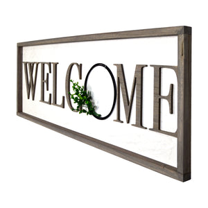 Welcome Rustic Real Barnwood Whitewashed Plaque