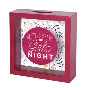 Wooden 6 x 6  Girls Night Fund Shadowbox Bank, Red