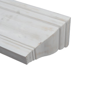 15" White Wash Crown Molding Wood Shelf, Contemporary Floating Wall Shelf