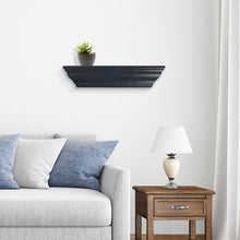 Load image into Gallery viewer, Black Wash 24&#39;&#39; Crown Molding Wood Shelf, Contemporary Floating Wall Shelf