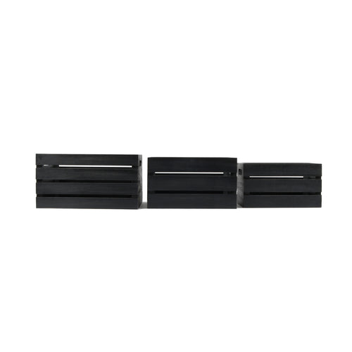 Distressed Black 13.4'W x 9.5'H Nesting Storage Crates, Set of Three