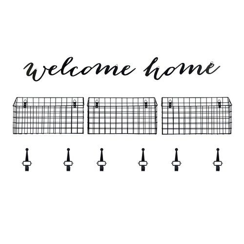 Welcome Home Hanging Entryway Wall Organizer Set 20-inches by 13-inches