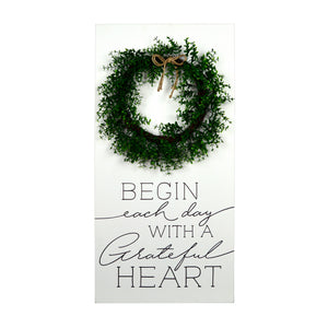 New View Studio 18"x 36" Begin Each Day Wood Box with Faux Greenery Wall Art