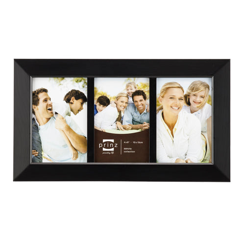 Dakota 3-Opening Collage Frame for 4-Inch by 6-Inch Photos, Black