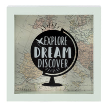 Load image into Gallery viewer, Wooden 6 x 6 Explore Dream Discover Box Bank, White
