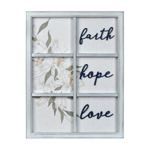 Load image into Gallery viewer, New View Studio 17&quot;x 22&quot; Faith Hope Love Decorative Window pane Wall Art Hanging Plaque