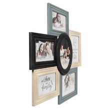 Load image into Gallery viewer, Multi-Shaped Wood 6 Opening Collage Picture Frame, Gray-Ivory