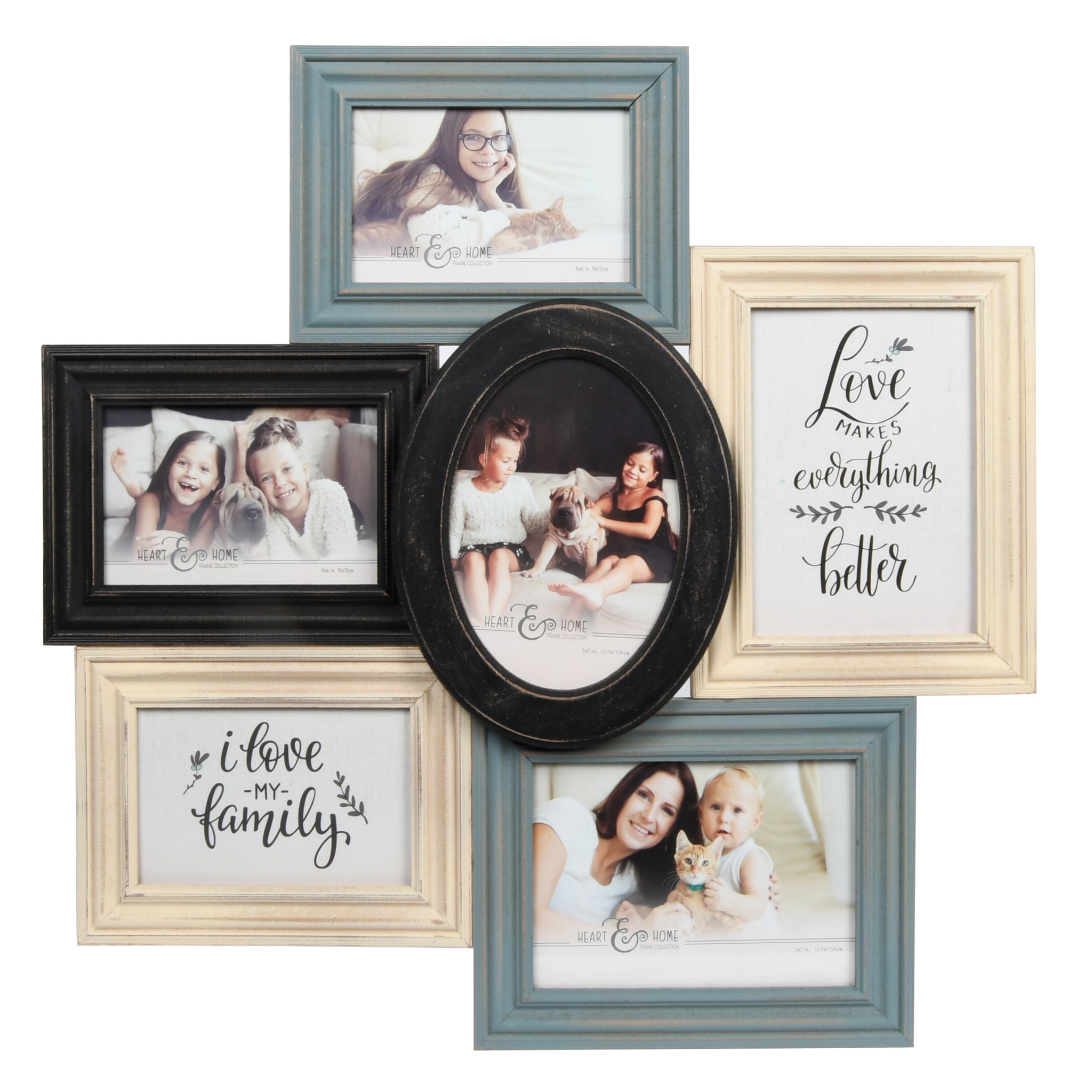 4x6 White Picture Frame With Collage Mat for Multi Photos Multi