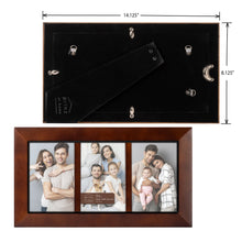 Load image into Gallery viewer, Dakota Collage 4-inch by 6-inch Wood Frame for Three Photos, Dark Walnut