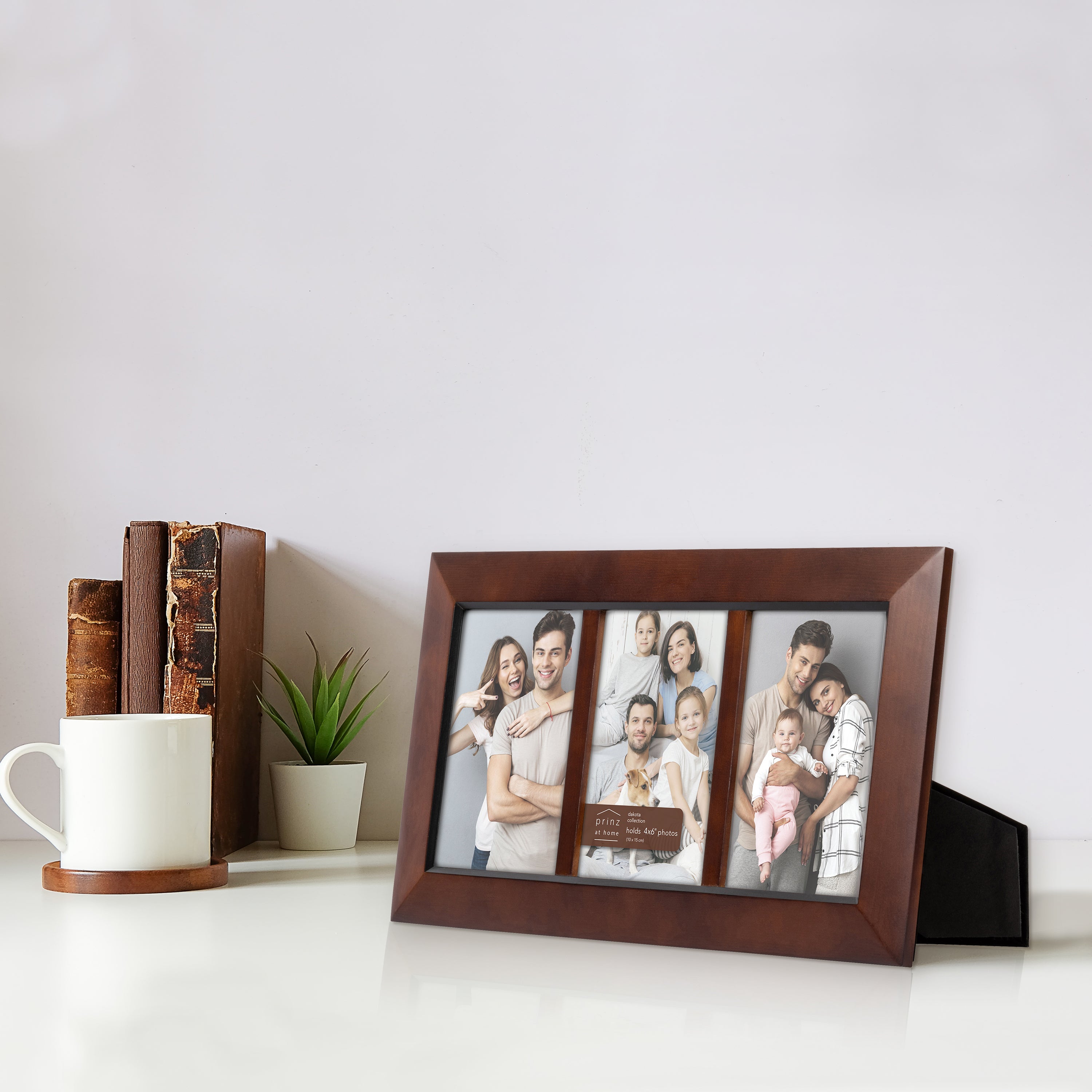 Prinz Dakota Collage 4 Inch By 6 Inch Wood Frame For Three Photos Dark Picture Walnut