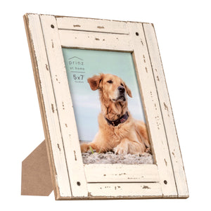 Homestead 5-inch x 7-inch Distressed Wood Picture Frame, White