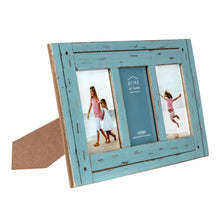 Load image into Gallery viewer, Homestead Collage 4-inch by 6-inch Picture Frame for Three Photos, Distressed Blue