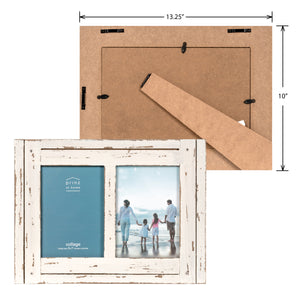 Homestead Collage 5-inch by 7-inch Picture Frame for Two Photos, Distressed White