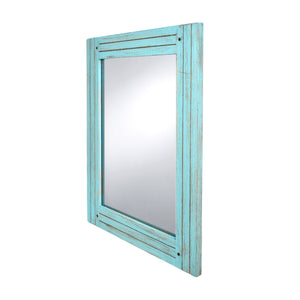 Homestead 18.5-Inch by 23.5-Inch Distressed Wood Mirror, Coastal Blue