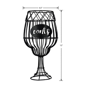 Prinz Wine Glass Shaped Black Metal Cork Catch