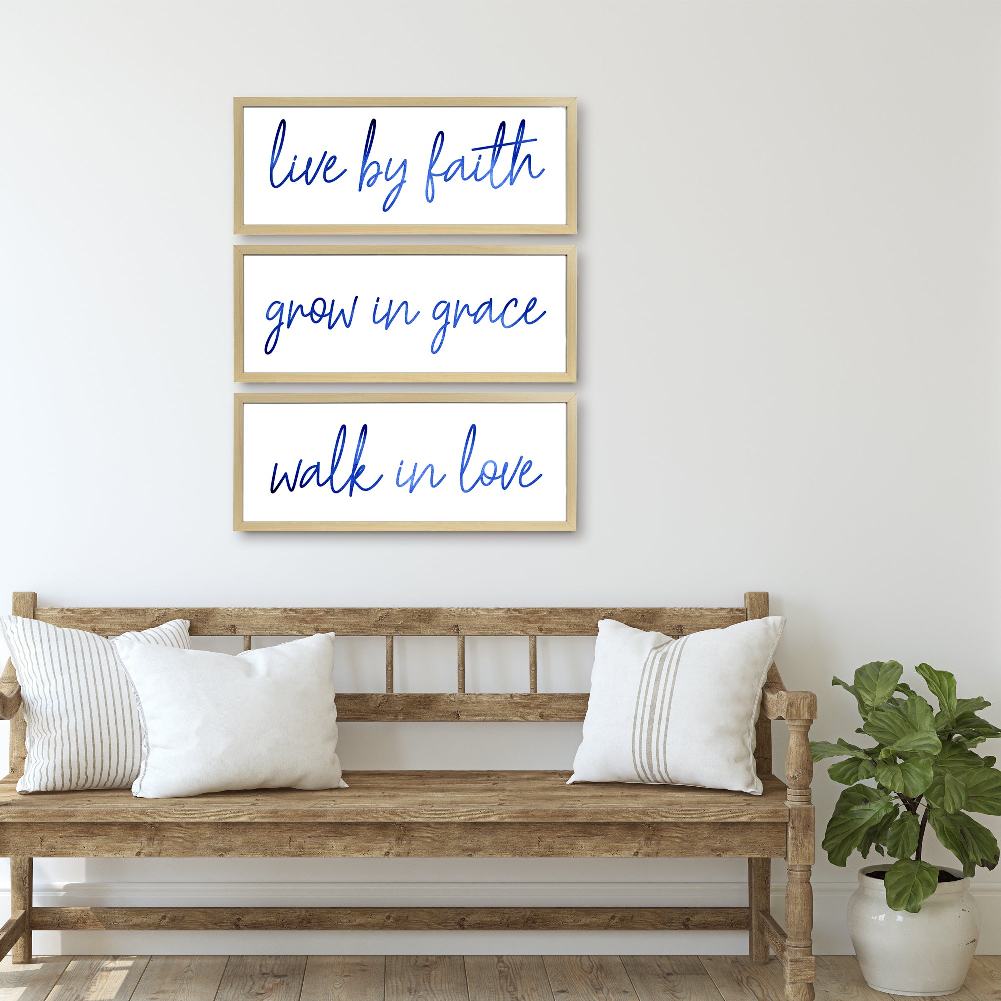 New View Studio 27"x 10.62"(Each) Live By Faith Decorative Hanging Wall Art 3-Piece Set