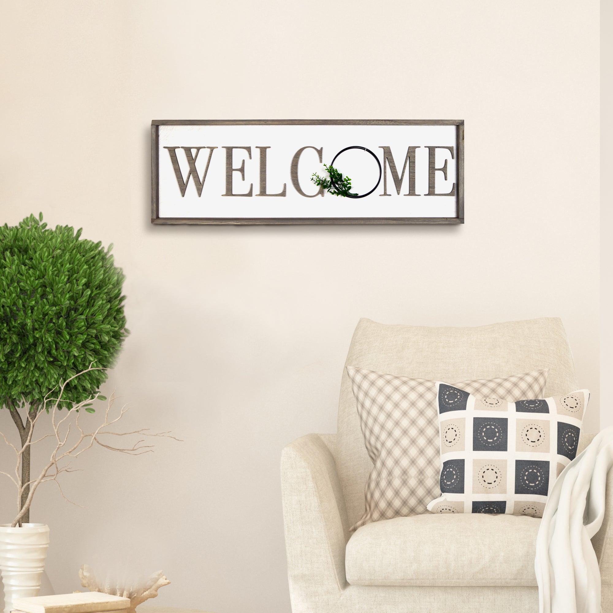 Welcome Rustic Real Barnwood Whitewashed Plaque