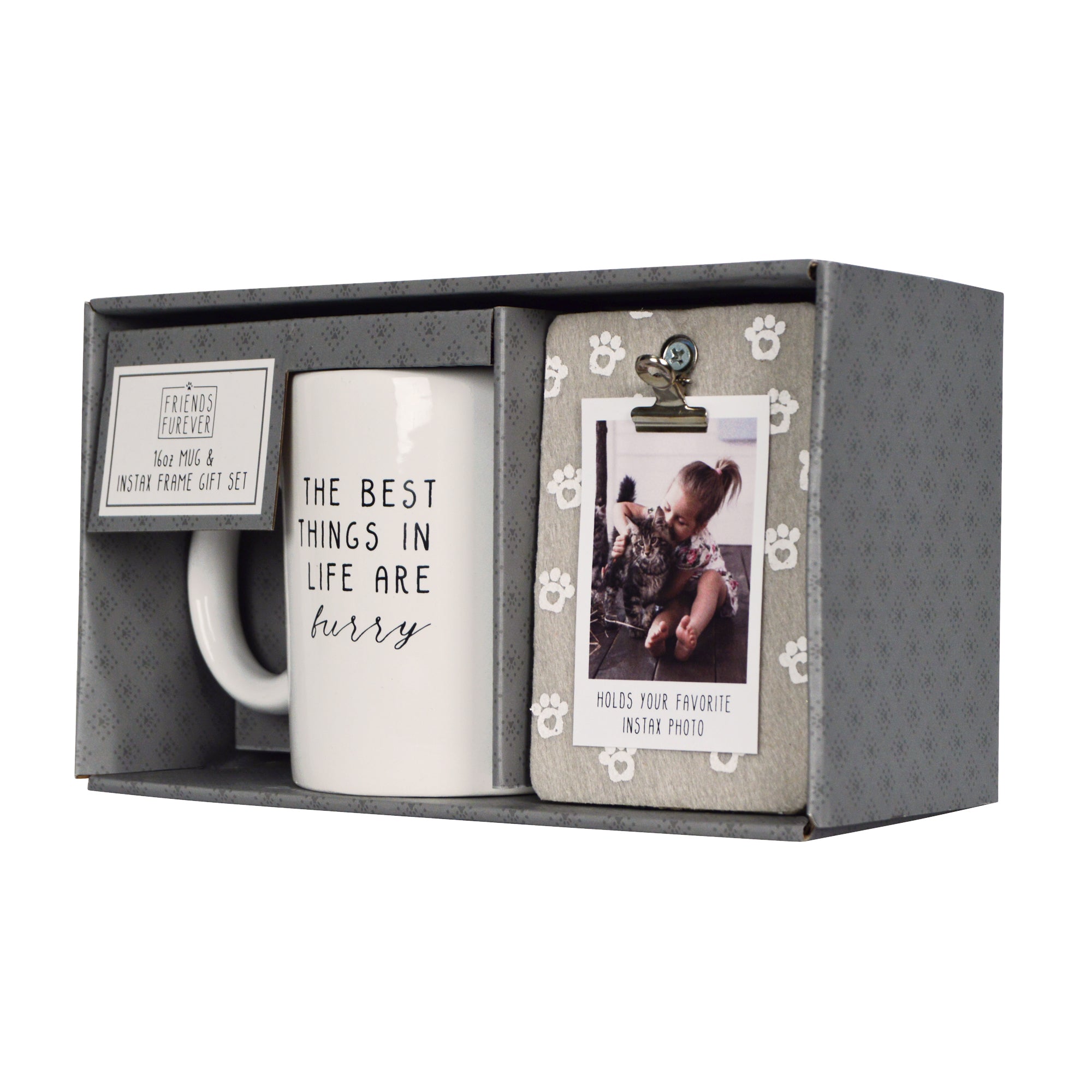 The Best Things in Life are Furry Clip Photo Frame & Coffee Mug Gift Set