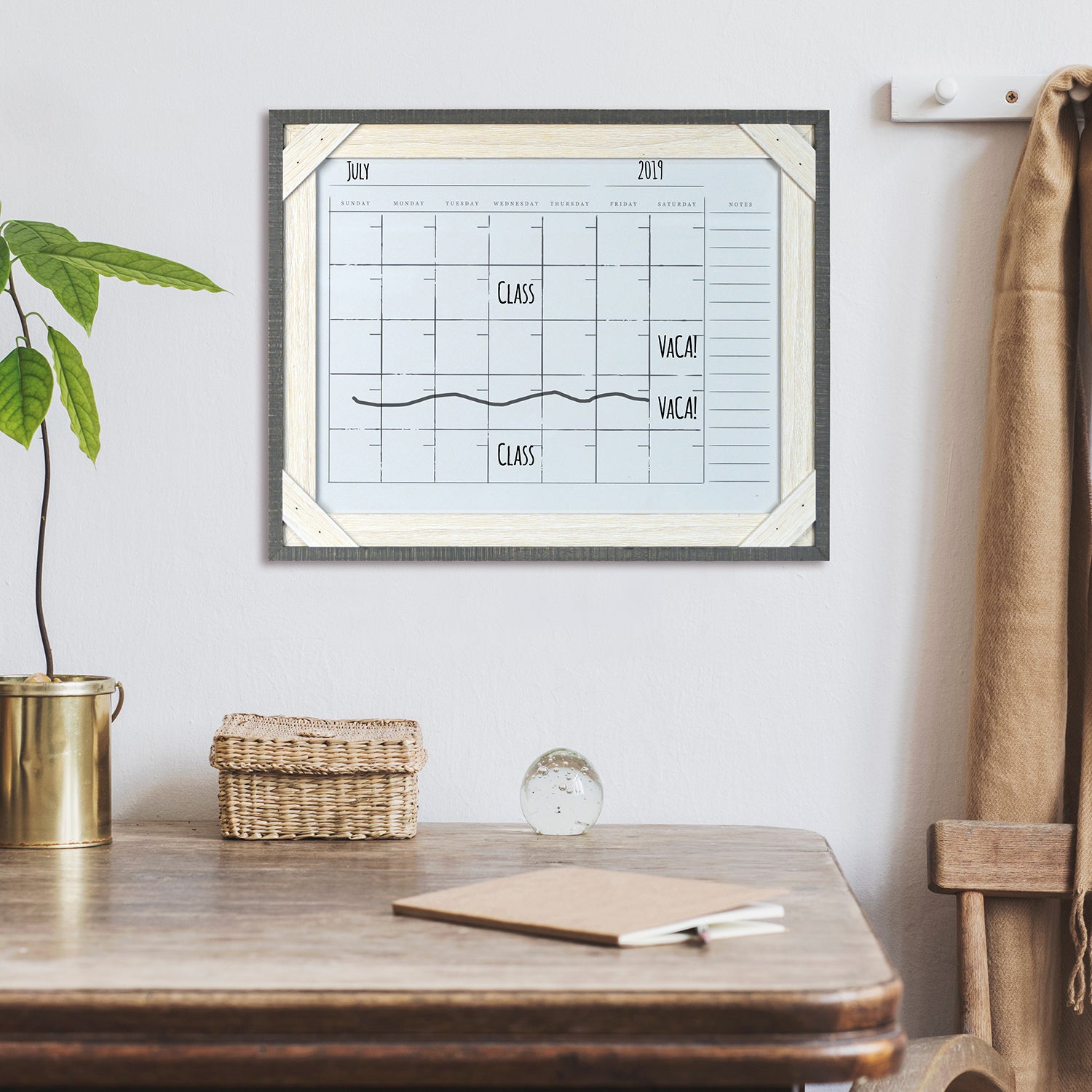 Large Framed Calendar, 24x36 dry erase framed calendar, landscape