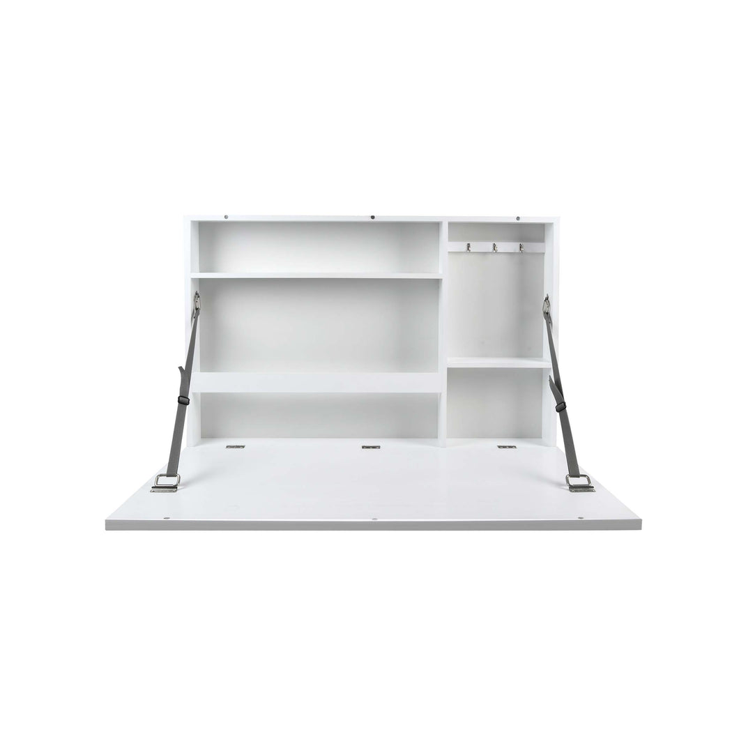 Fold Down Wall-Mounted White 36' X 24' Murphy Desk with Chalkboard