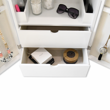 Load image into Gallery viewer, Standing Makeup &amp; Jewelry Organizer 40&quot; Armoire with Mirror, White