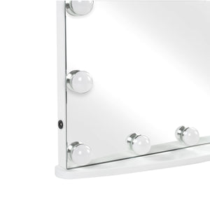 White Vanity Mirror with 18 LED Lights, 25" Inch Hollywood Lighted Makeup Mirror, Wall Mounted or Tabletop