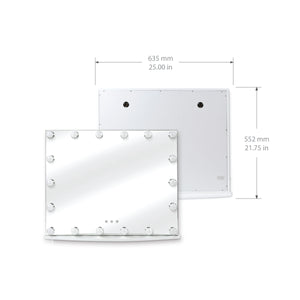 White Vanity Mirror with 18 LED Lights, 25" Inch Hollywood Lighted Makeup Mirror, Wall Mounted or Tabletop
