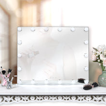 Load image into Gallery viewer, White Vanity Mirror with 18 LED Lights, 25&quot; Inch Hollywood Lighted Makeup Mirror, Wall Mounted or Tabletop