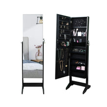Load image into Gallery viewer, Freestanding Jewelry Organizer Armoire with Full-Length Frameless Mirror, Black