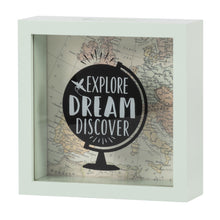Load image into Gallery viewer, Wooden 6 x 6 Explore Dream Discover Box Bank, White
