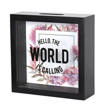 Load image into Gallery viewer, 6 x 6 World Adventure Fund Glass Front Shadowbox Bank, Red