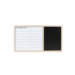 Framed Wall Mounted 26 x 14-inch Dry Erase To-Do List & Chalkboard, Tan