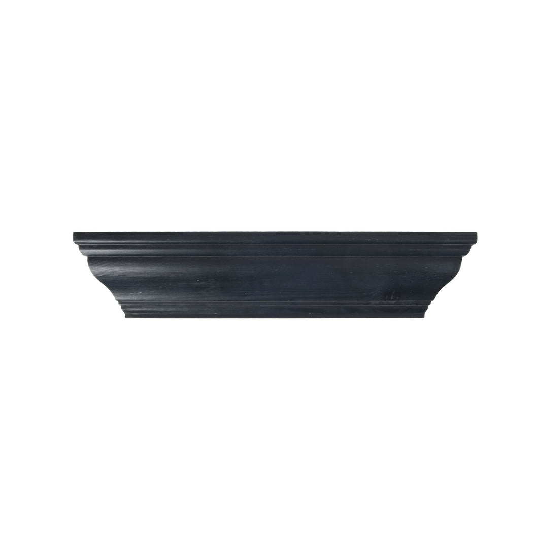Black Wash 24'' Crown Molding Wood Shelf, Contemporary Floating Wall Shelf