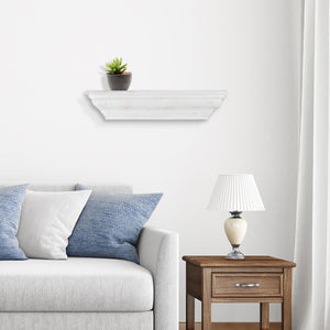 24" Crown Molding Floating Wood Shelf, Contemporary Wall Shelf, Whitewash