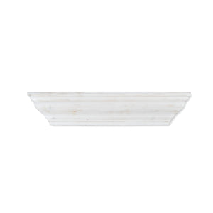 24" Crown Molding Floating Wood Shelf, Contemporary Wall Shelf, Whitewash