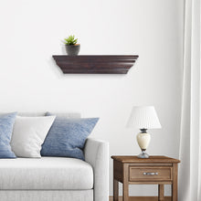 Load image into Gallery viewer, Brown 24&#39;&#39; Crown Molding Wood Shelf, Contemporary Floating Wall Shelf