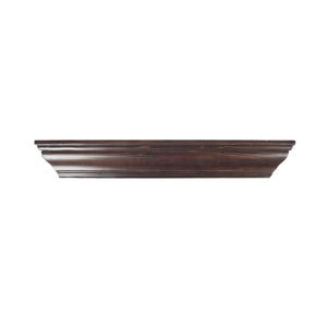 Large 36" Brown Crown Molding Wood Shelf, Contemporary Floating Wall Shelf