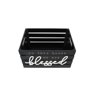 Blessed 13.4'W x 9.5'H Distressed Black Nesting Storage Crates, Set of Three
