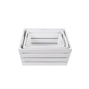 Distressed White 13.4'W x 9.5'H Nesting Storage Crates, Set of Three