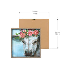 Load image into Gallery viewer, Floral Cow 18&quot; X 18&quot; Reversed Box Framed Wall Art, by Prinz (Set of 2)