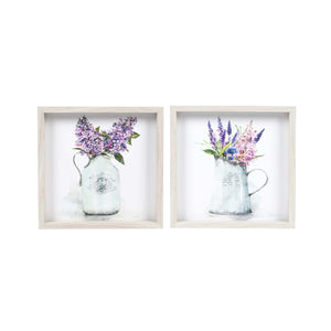 Floral Jars 11.85" X 11.85" Reversed Box Framed Wall Art, by Prinz (Set of 2)