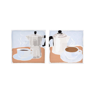 Coffee Pots 12" X 12" Wrapped Canvas Wall Art, by Prinz (Set of 2)