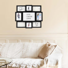 Load image into Gallery viewer, 8-Opening Letterboard Wall Collage Picture Frame, Holds Multi-Sized Photos, Black