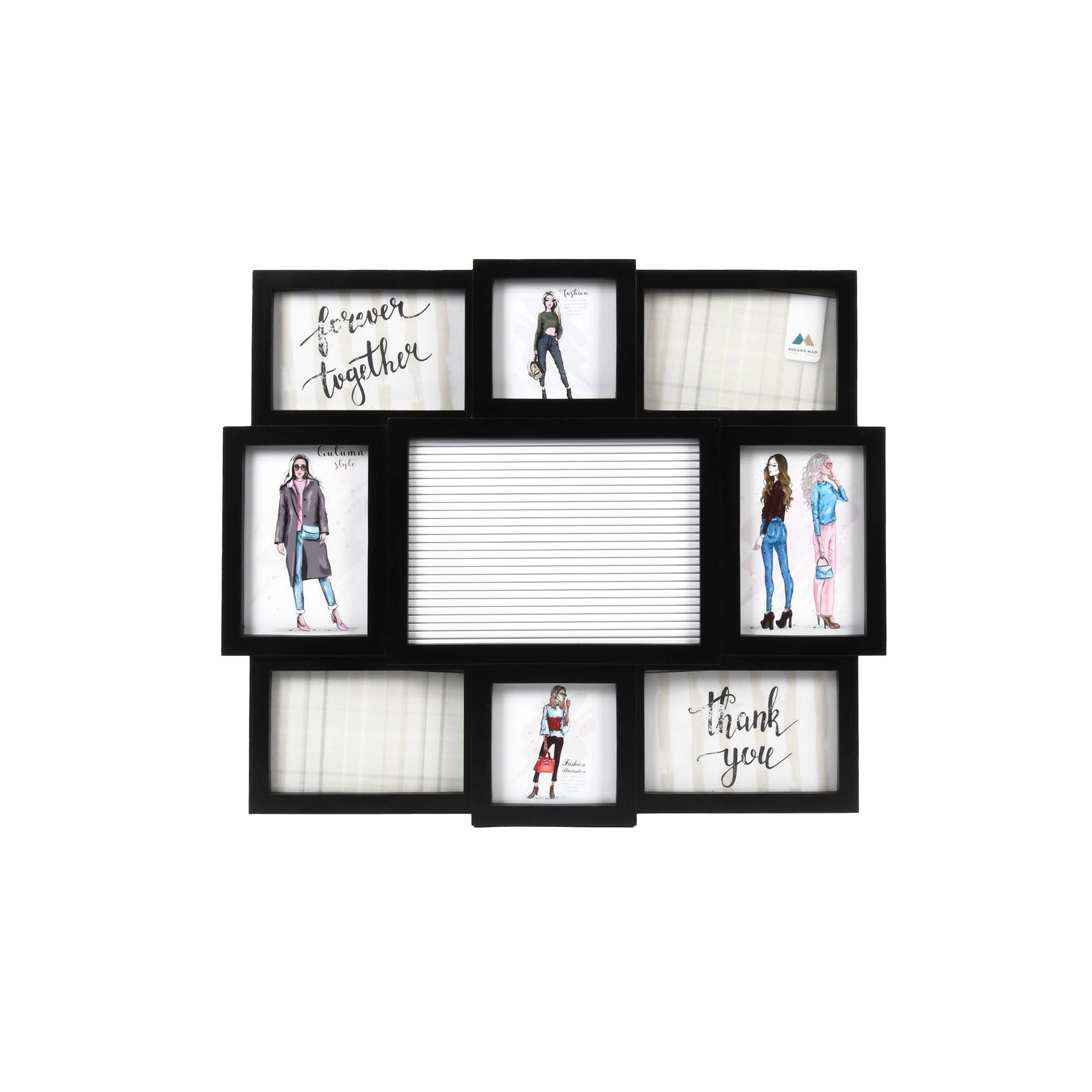 8-Opening Letterboard Wall Collage Picture Frame, Holds Multi-Sized Photos, Black