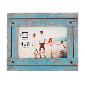 Set of Four, Homestead 4-Inch by 6-Inch Rustic Frame, Coastal Blue