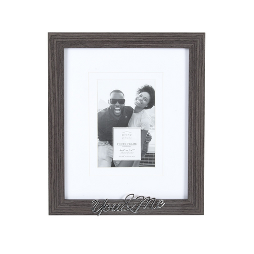Double Matted Gray 8 X 10 to 4 X 6 You and Me Sentiment Picture Frame