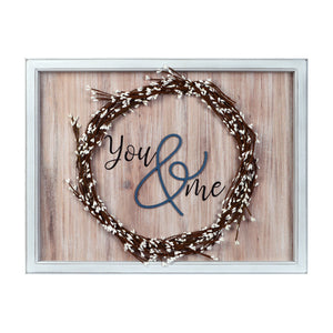 New View Studio 22"x 17" You & Me Decorative Faux Willow Wreath Wall Art